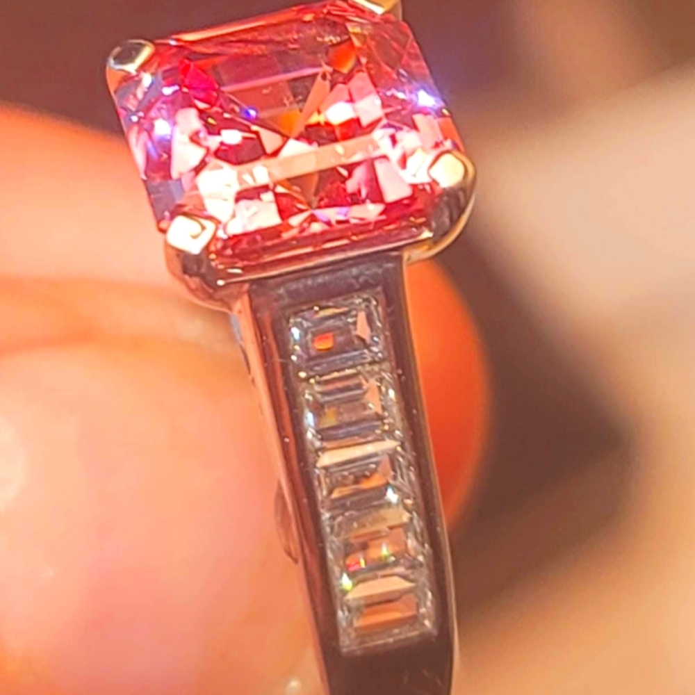 Pink Sapphire/Swarovski Silver Ring